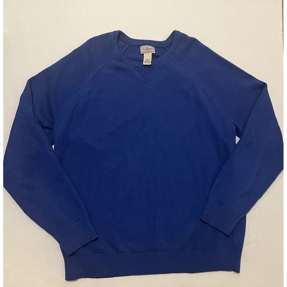 L.L. Bean Other - LL Bean Sweater Mens L Blue Cashmere Cotton Blend Knit Pullover 516116